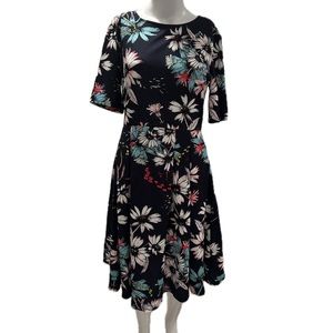 Oxiuly 3/4 Sleeve Floral Fit to Flare Dress